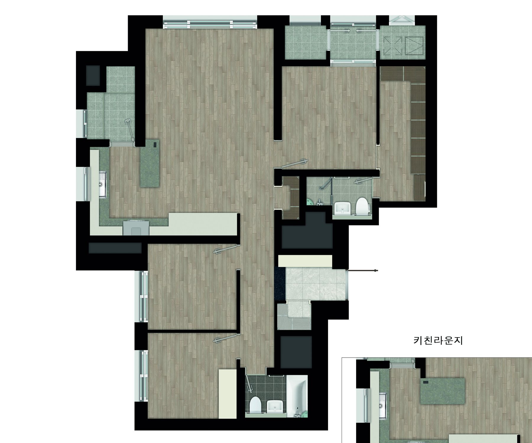84㎡B 평면 그림 · 이면 개방형 구조